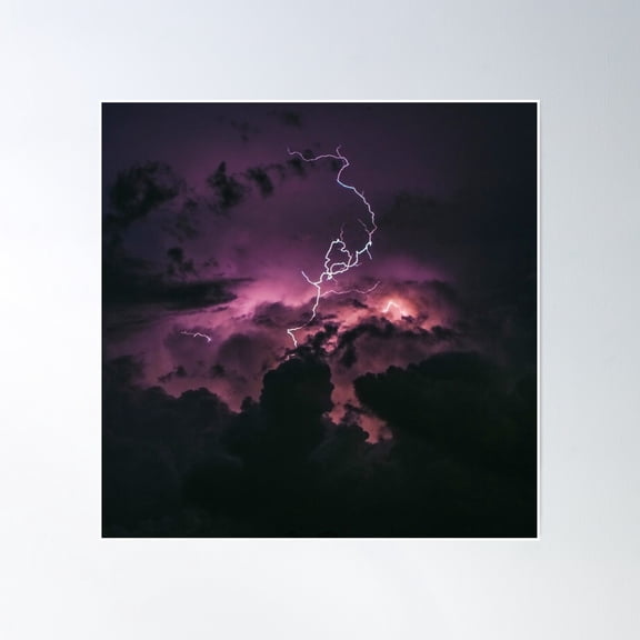Clouds And Lightning Poster Wall Art, Modern Wall Decor, 16x16 UNFRAMED