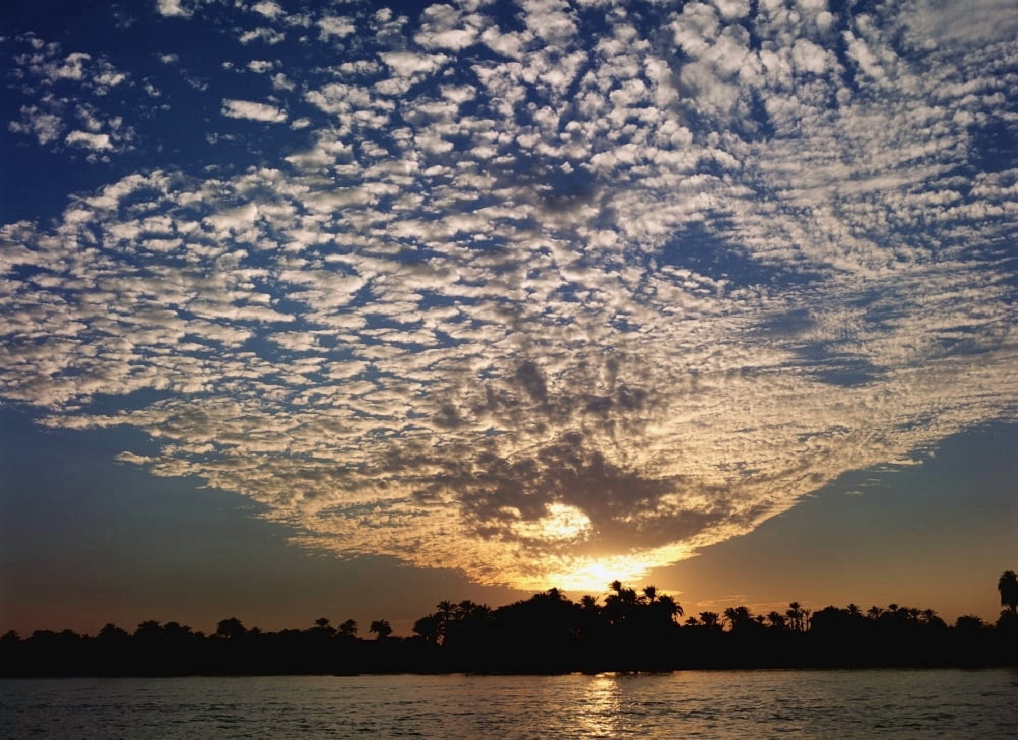 Clouds And Sky At Sunset Over The Nile River Canvas Art - Chris Caldicott Design Pics (16 x 12)