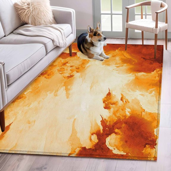 Clouds Area Rugs 4x6 ft Abstract Gradient Orange Clouds Sky Washable Rug Non Slip Indoor Carpet Absorbent Floor Mat for Living Room Bedroom Dining Room