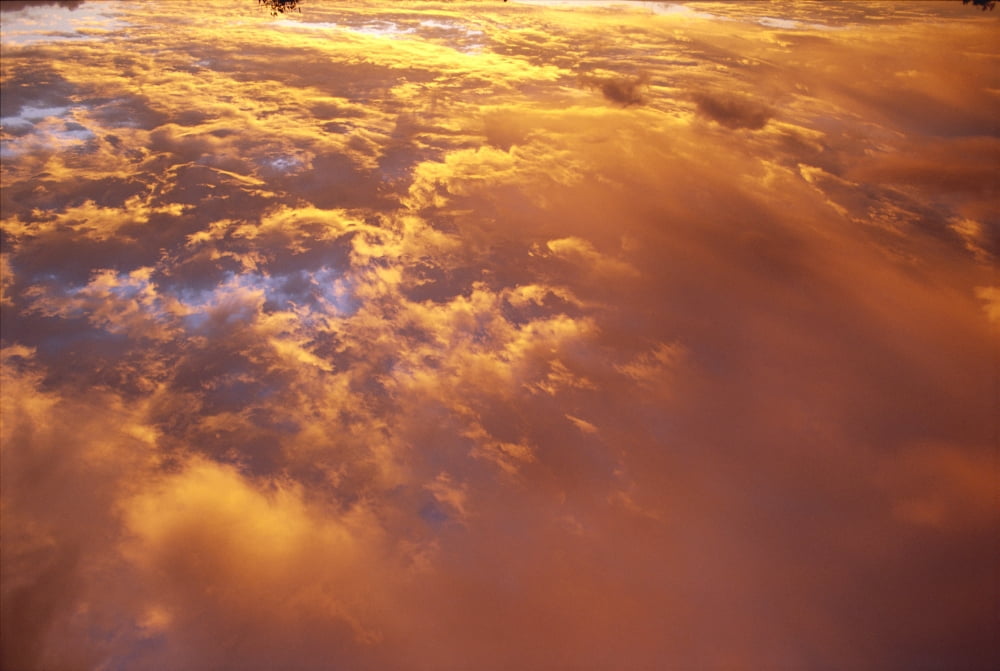 Clouds At Sunrise Golden Orange Pink Tinted Spectacular C1740 Canvas Art - Mary Van de Ven Design Pics (19 x 12)