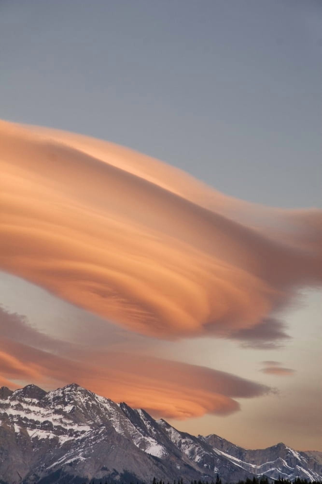 Clouds At Sunset Above Mountain Peaks Kootenay Plains Alberta Canada Canvas Art - Eryk Jaegermann Design Pics (22 x 34)
