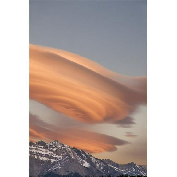 Clouds At Sunset Above Mountain Peaks Kootenay Plains Alberta Canada Poster Print by Eryk Jaegermann - 11 x 17