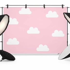 Clouds Backdrops for Photography, Sky Cartoon Pink Fabric Photo Background Sturdy Studio Props for Photo Studio, Video Recording, Booth & Photoshoot 7x5ft