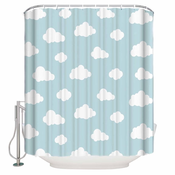 Clouds Bathroom Shower Curtains with 12 Hooks Polyester Waterproof Shower Curtain for Stalls and Bathtubs Cartoon Blue Sky Minimalist Aesthetic Decorative Bathroom Privacy Curtain 48x72 Inches