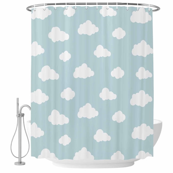 Clouds Bathroom Shower Curtains with Hooks, Blue Sky Waterproof Fabric Washable Shower Curtain for Home Hotel Bathtub Decor 60x72 Inch