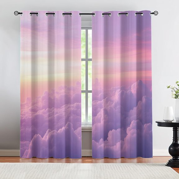 Clouds Blackout Curtains for Home Decor, Pink Clouds Curtains, Dreamy Sky Grommet Curtain for Living Room Bedroom Kitchen 53"W x 84"L (2 Pack)