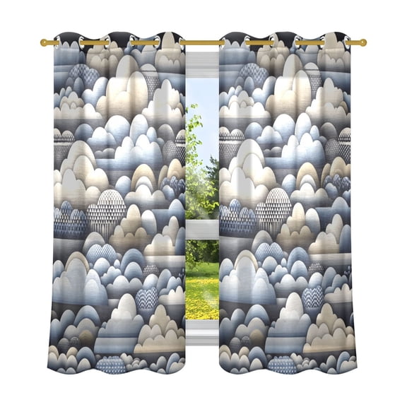 Clouds Breathable Sheer Curtains 63x52in Soft Light Filtering, UV Protection and Thermal Insulation