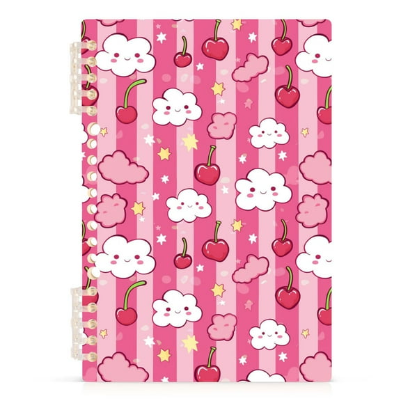 Clouds Cherries Star Notebooks 1-subject Journal 60 Sheets A5 College Ruled Paper Detachable Ring 8.3"x5.7"