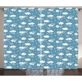 thumbnail image 1 of Clouds Curtains 2 Panels Set, Cute Sky Weather Cartoon with Swirled Fluffy Cumulus and Paper Airplanes Stars, Window Drapes for Living Room Bedroom, 108W X 108L Inches, Blue and White, by Ambesonne, 1 of 3