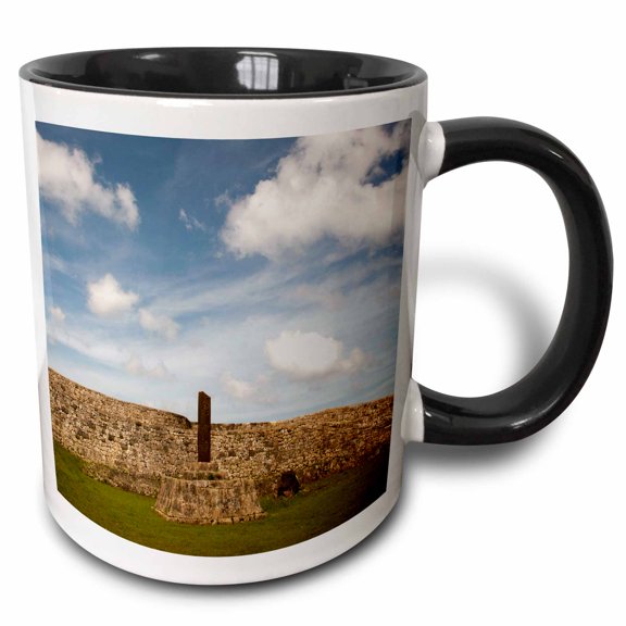 3drose, Clouds Drift Over Nakagusuku Castle. Okinawa, Japan, 11oz Two-tone Black Mug