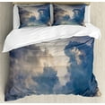 thumbnail image 1 of Clouds Duvet Cover Set, Majestic Rain Storm Clouds over the Sky High Above the Ground Environment Scenery, Decorative 3 Piece Bedding Set with 2 Pillow Shams, Calking Size, Blue White, by Ambesonne, 1 of 3