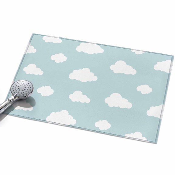 Clouds Entryway Rug 2x3ft Washable Non Slip Bathroom Rug Low Pile Soft Indoor Floor Front Door Mat Cartoon Blue Sky Minimalist Aesthetic Rectangle Area Rugs Carpet for Kitchen Office Dining Room Home