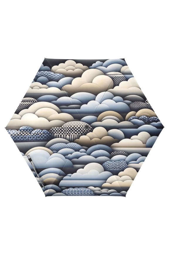 Clouds Folding Umbrella UV50+ Waterproof Sun Protection Auto Open Close Compact Fiberglass Frame