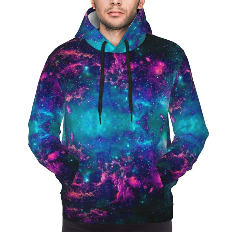 Men galaxy print hooded sweatshirt hot sale