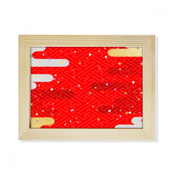 Clouds Geometry Red Pattern Japan Desktop Photo Frame Picture Art Decoration Painting 6x8 inch