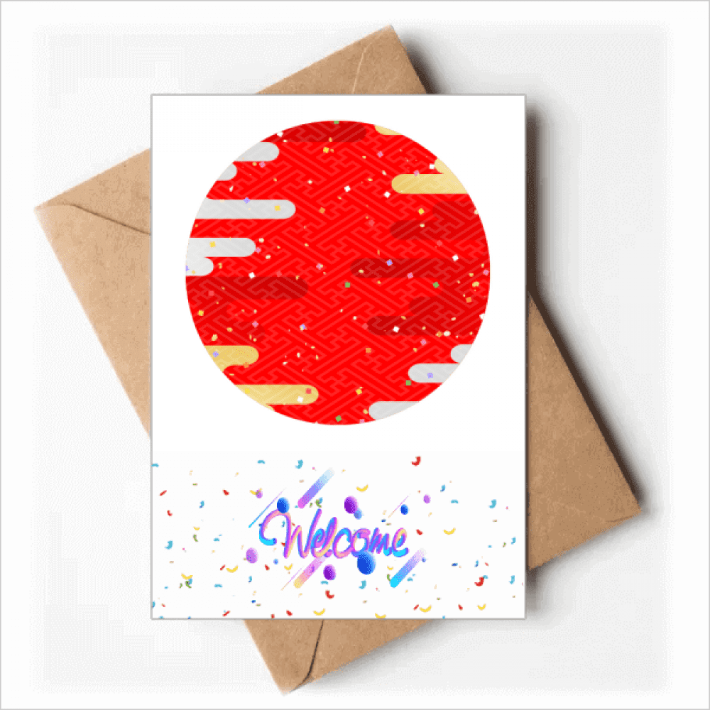 Clouds Geometry Red Pattern Japan Welcome Back Greeting Cards Envelopes Blank