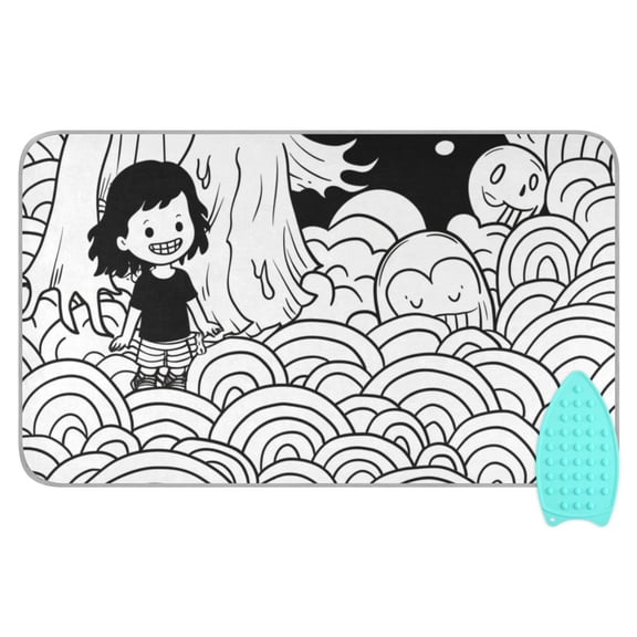 Clouds Gost Ironing Board Covers Heat Resistant Ironing Pad Mat Portable for Travel Washer Dryer Table