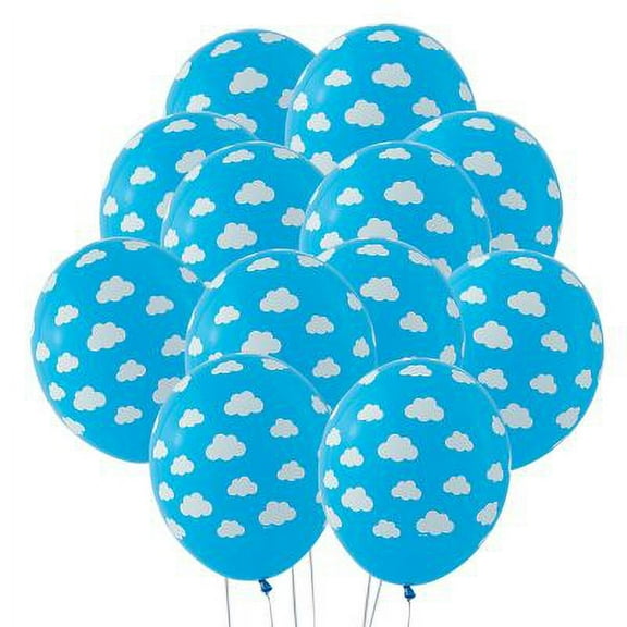 Clouds Latex Balloons - Bag of 10 Size 11 inches Air or Helium Fill Birthday Party Theme