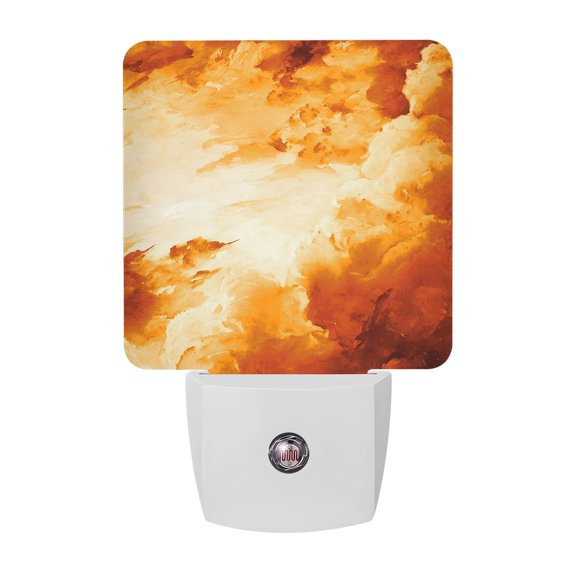Clouds Night Lights, Abstract Gradient Orange Clouds Sky Smart Auto Dusk to Dawn Sensor Nightlights Plug-in Nightlight for Bedroom Bathroom Living Room Kitchen Hallway