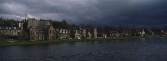Clouds Over Building On The Waterfront Inverness Highlands Scotland United Kingdom Canvas Art - Panoramic Images (36 x 13)