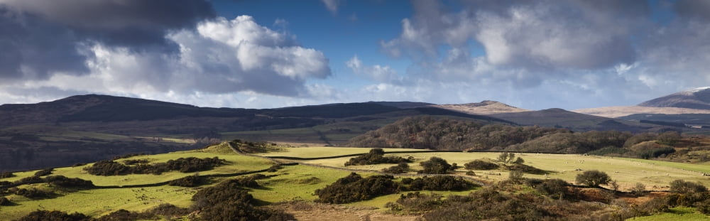 Clouds Over The Mountains Dumfries Scotland Canvas Art - John Short Design Pics (38 x 12)