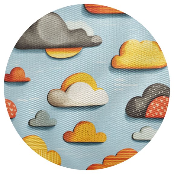 Clouds Pattern Design 15.4in Diameter PVC Plate Mat, Heat-Resistant and Cuttable, Kitchen Decor