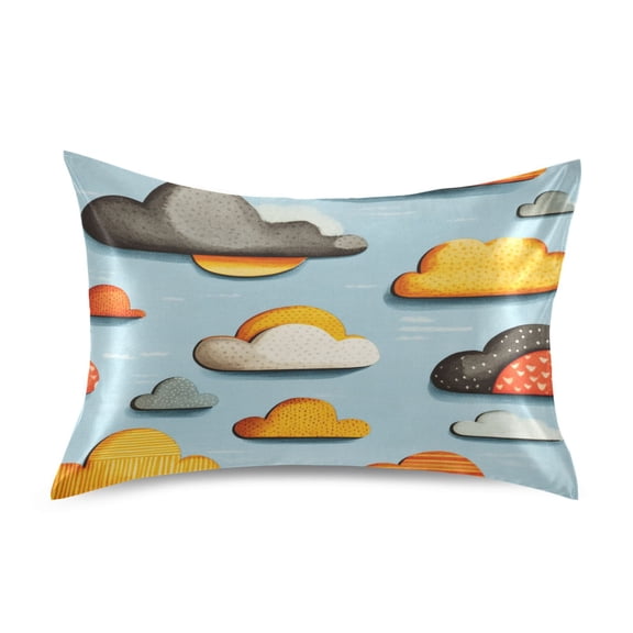 Clouds Pattern Design Luxury Silky Soft Pillowcase Standard Size Wrinkle Resistant Envelope Closure 20x26in
