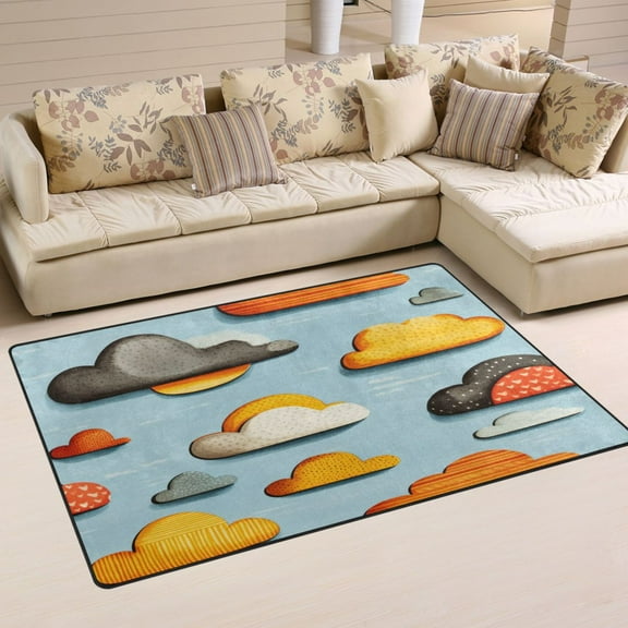 Clouds Pattern Design Soft Polyester Area Rug 31''x20'', Non Slip, Memory Foam, Water Absorbent