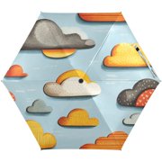 Clouds Pattern Design Umbrellas for Sun Auto Open Close UV50+ Waterproof 5-Fold Compact Fiberglass Frame