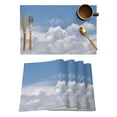 thumbnail image 1 of Clouds Placemats Set of 6, Blue White Sky Natural Landscape Placemats for Dining Table, Place Mats for Kitchen Tabletop, Waterproof Wipeable Dining Table Mats Set, 1 of 9
