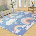 thumbnail image 1 of Clouds Rainbows Area Rug, Dreamland Starry Sky Rugs for Bedroom Cartoon Sleeping Cloud Rugs for Nursery Room, Indoor Non-Slip Kids Rug for Front Entrance Floor Decor 5 x 8ft, 1 of 6