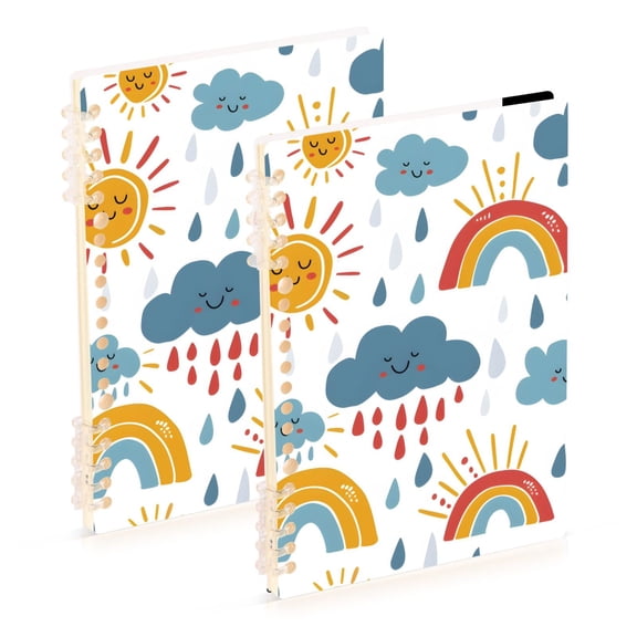 Clouds Raindrops Rainbow Sun Notebook Detachable Coil Notebook Diary Plan Book A5 Size 60 Pages 1 Pack