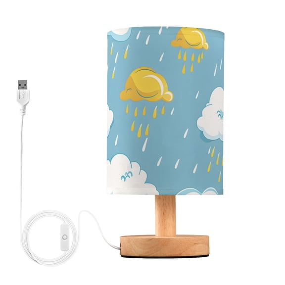 Clouds Raindrops Table Lamp with USB Port LED Warm Light Lamp Night Light Home Decor