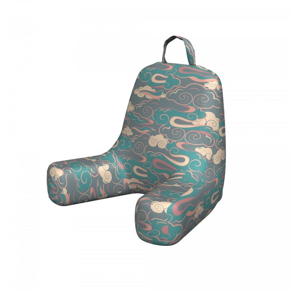 Clouds Reading Pillow Cover, Fantasy World Dreamy with Dragon Tails, Unstuffed Printed Bed Rest Case from Soft Fabric, Small, Blue Grey Multicolor, by Ambesonne