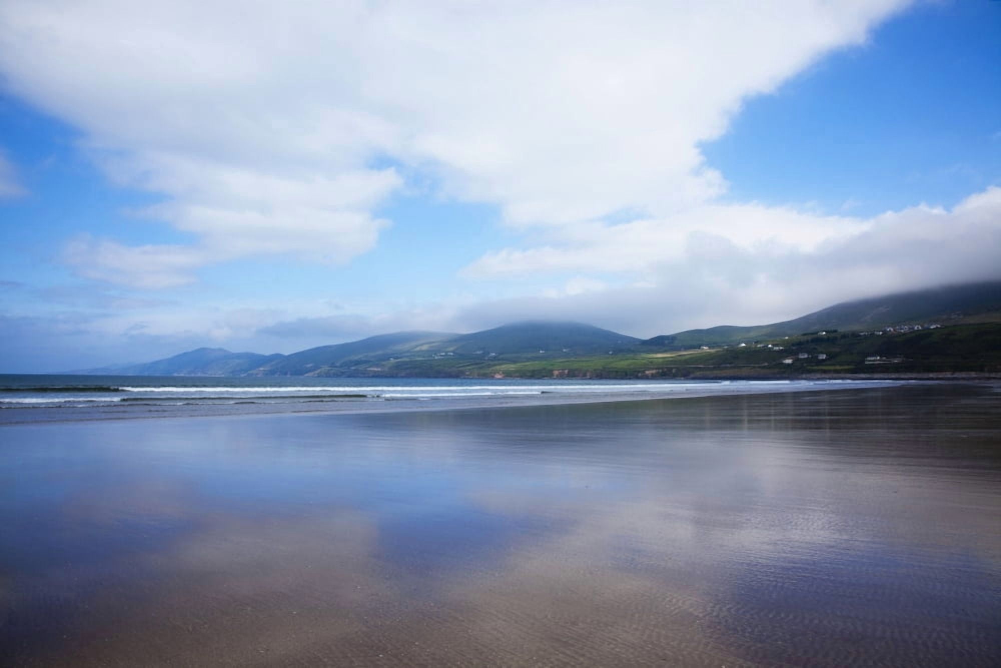 Clouds Reflected On The Wet Sand Of Inch Beach In Dingle Inch County Kerry Ireland Canvas Art - Peter Zoeller Design Pics (38 x 24)