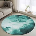 thumbnail image 1 of Clouds Round Living Room Rugs 4 ft, Abstract Gradient Green Clouds Sky Washable Area Rug with Non-Slip Sturdy Edge Binding Round Carpet for Entryway Kitchen Bedroom Bathroom, 1 of 9