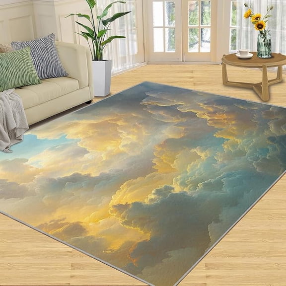 Clouds Rug - Sky Rugs for Bedroom, White Cloud Area Rug, Rugs for Living Room, Non Slip & Low-Pile, Washable Indoor Carpet & Home Decor 2 x 3ft