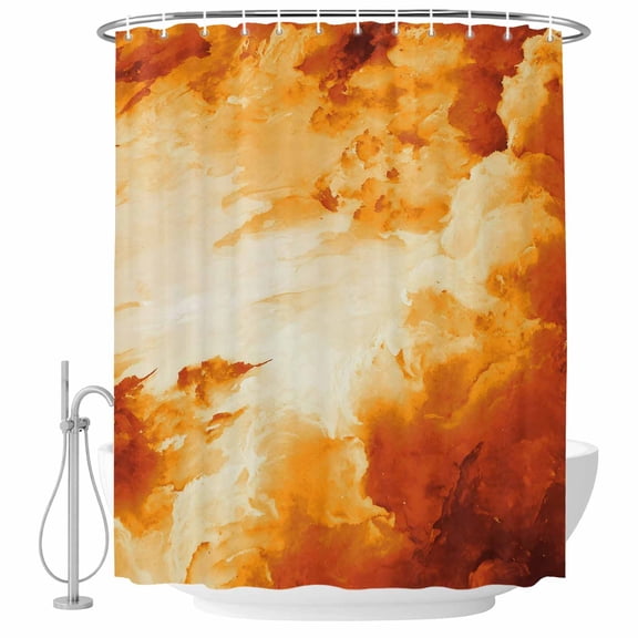Clouds Shower Curtain for Bathroom, Abstract Gradient Orange Clouds Sky Waterproof Cloth Fabric Bathroom Accessories Set with 12 Rust Proof Plastic Hooks, 72"x84"