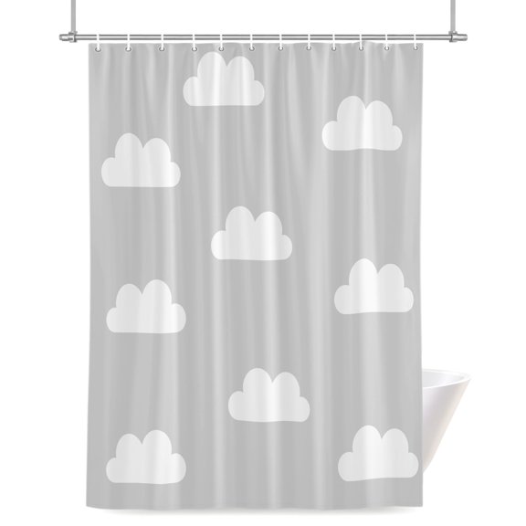 Clouds Shower Curtains for Bathroom, Sky Cartoon Cool Gray Waterproof Fabric Shower Curtain for Bathroom Bathtub Decoration, Machine Washable 36"x72"