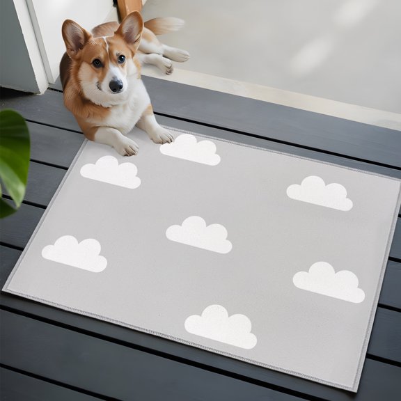 Clouds Small Area Rugs 2x3 Sky Cartoon Cool Gray Entryway Rugs Washable Door Mat, Low-Profile Area Rugs Non Slip Floor Carpet for Living Room Bedroom Home Office