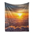 thumbnail image 1 of Clouds Soft Flannel Fleece Blanket, Sunset Scenery over the Clouds Imaginary Secret Weather Lands Natural Wonders on Earth, Cozy Plush for Indoor and Outdoor Use, 50" x 70", Orange, by Ambesonne, 1 of 5