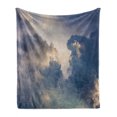 thumbnail image 1 of Clouds Soft Flannel Fleece Throw Blanket, Majestic Rain Storm Clouds over the Sky High Above the Ground Environment Scenery, Cozy Plush for Indoor and Outdoor Use, 70" x 90", Blue White, by Ambesonne, 1 of 6