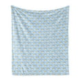 thumbnail image 1 of Clouds Soft Flannel Fleece Throw Blanket, Summer Season Design with Bird and Sun Silhouettes, Cozy Plush for Indoor and Outdoor Use, 60" x 80", Baby Blue Marigold, by Ambesonne, 1 of 5