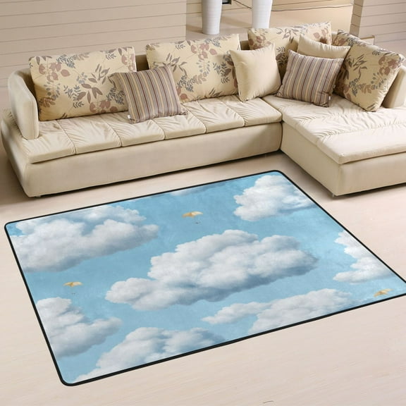 Clouds Soft Polyester Area Rug 72''x48'', Non Slip, Memory Foam, Water Absorbent