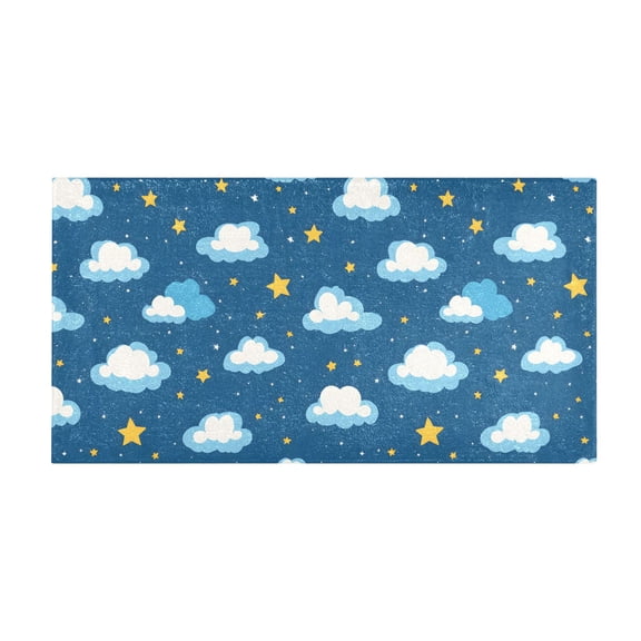 Clouds Star Pattern Bath Mat 39x20 Inch Soft Absorbent Non-Slip Plush Bathroom Rug for Floor