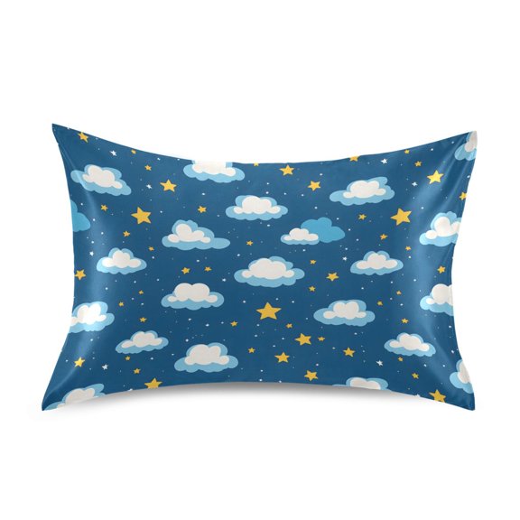 Clouds Star Pattern Pillowcase Standard Size 20''x26'' Satin Double-Sided Print Soft Wrinkle Resistant