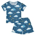 thumbnail image 1 of Clouds Star Pattern Summer Pajama Set Soft Cotton Short Sleeve Sleepwear 2PCS Pajama Sets Breathable Lounge Set Size 6Y, 1 of 7