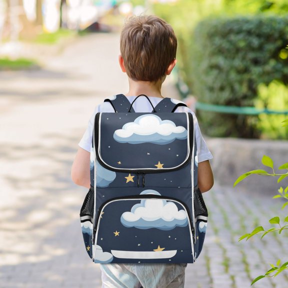 Clouds Stars Backpack Big Laptop Backpack Casual Daypack Quilted Large Capacity Large Bookbags