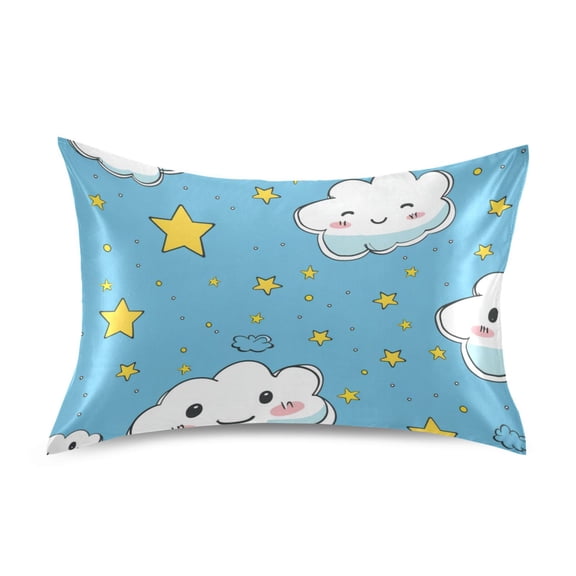 Clouds Stars Cartoon Satin Pillowcase Envelope Design Pillow Covers 1 Pack Standard Size 20" x 26"