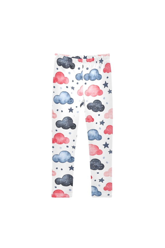 Clouds Stars Tile Printed Leggings Yoga Pants for in 4t to 10t